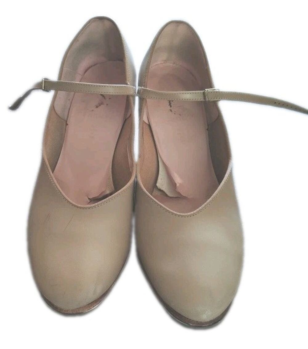 Capezio Tap Shoes Womens Size 10 Tan Leather Low Heel Mary Jane Tele Tone Tap